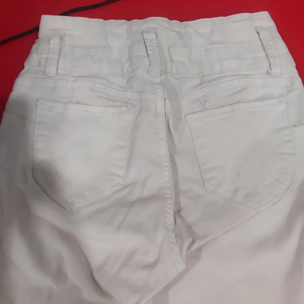 Ibiza white ultra high rise push up, ripped, stretchy women's size 5 - Picture 5 of 9